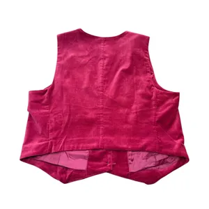 Vintage GAP Velvet Vest Womens L Red Maroon‎ Button Down Sleeveless Top thumbnail 3