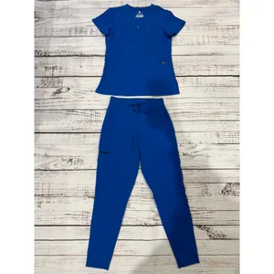 Adar Pro Women's Scrub Set XS‎ Royal Blue V-Neck Top & Pants Workwear thumbnail 2