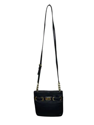 Michael Kors ✿ Hamilton Crossbody Handbag Bag ✿ Black Leather ✿ Gold Hardware ✿ thumbnail 4