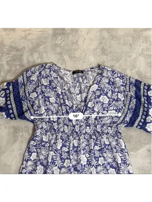 Women's Camisa Blue & White Floral Maxi Dress M-L thumbnail 7