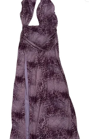 EGO Lilac Leopard-Print Halter Dress thumbnail 1