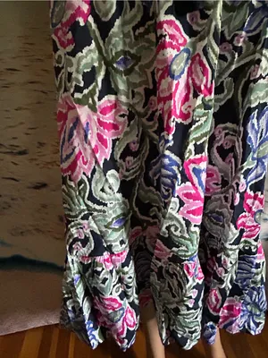 LOFT Floral Ruffle Maxi Dress in Pink, Blue & Green MD NWT thumbnail 6