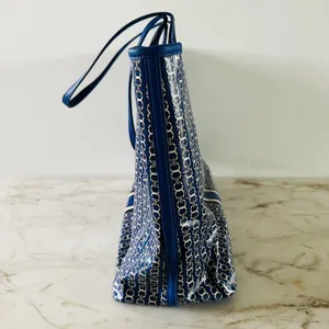 TORY BURCH Blue White Stripe Gemini Link Tote Bag thumbnail 6