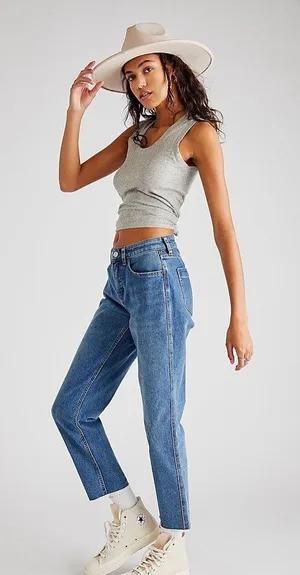 Free People Medium Wash Mom Jeans thumbnail 8