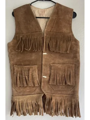 Vintage Brown Suede Leather western vest fringe Womens Sz M handmade in Mexico thumbnail 2