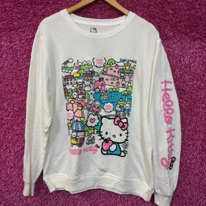 Hello Kitty Kawaii Festival Sanrio Puroland Anime Crewneck L thumbnail 1