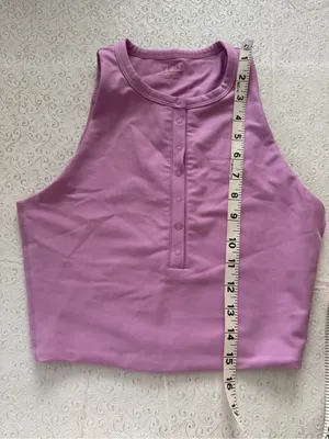 Abercrombie & Fitch YPB Lavender Pink Henley Crop Tank & Biker Shorts Set Small thumbnail 7