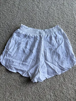 Aerie Linen Blend White Elastic Waist Lightweight Shorts- NWT thumbnail 2