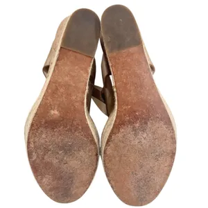 Coach Khaki Leather Signature Canvas Mendez Cork Wedges Sandals thumbnail 10