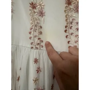 BHLDN Ivory Floral Embroidered Tulle‎ Midi Dress Sleeveless Size 4 New thumbnail 4