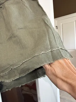 REWASH Olive Green Linen-Blend Stretch Waist Pull-On Shorts Size Large thumbnail 4