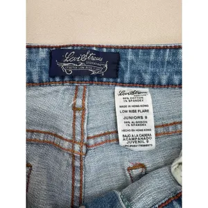 Levi Strauss SIGNATURE Juniors Size 9 Light Blue Denim Low Rise Flare Jeans thumbnail 9