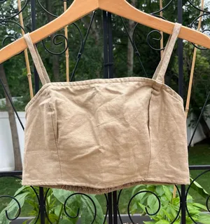 Gap Women’s Beige Linen Cotton Blend Cropped Tube Top Sz S NEW Removable Straps thumbnail 1