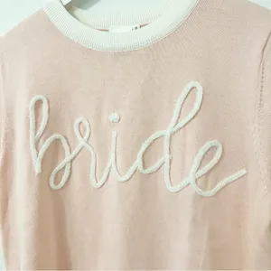 Queen of Sparkles Bride Script Pink Sweater Size Small S thumbnail 3