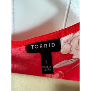 Torrid Womens Tank Top Sz 1 1X‎ 14 16 Floral Red Babydoll Challis Flower Print thumbnail 8