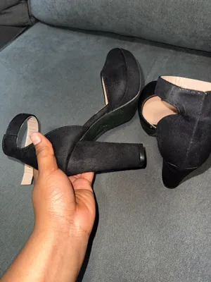 Women’s Black Satin Ankle Strap Heels with Round Toe thumbnail 13