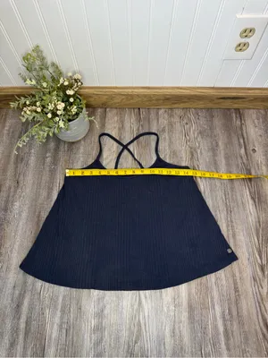 Roxy Womens Navy Blue Ribbed Crisscross Casual Cami Spaghetti Tank Top Small thumbnail 5