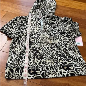 NWT Juicy Couture Ocelot Velour Animal Print Tracksuit Hoodie & Shorts Set Y2K L thumbnail 10
