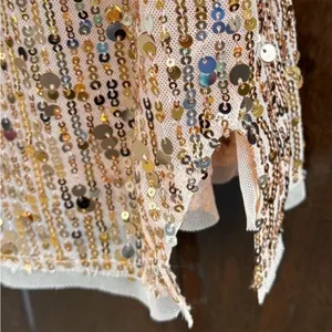 NWT Free People Midnight Kiss Sequined Mini Slip Dress Gold Medium Retail $98.00 thumbnail 10