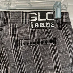 Y2K GLO Jeans Women's Size 1 Plaid Bootcut‎ low rise Trousers Black Gray Preppy thumbnail 3