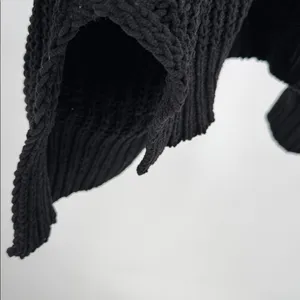 POL Black Open-Knit Women's Cardigan M oversized neutral capsule open front thumbnail 5