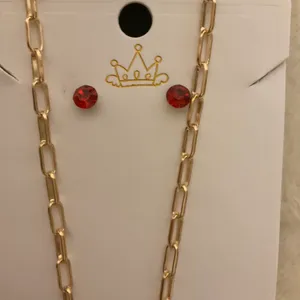 Cherry Necklace with matching earring Gold thumbnail 4