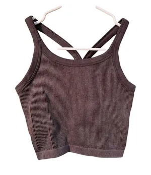 Harmony Balance Women's Size XS Y-Back Tank Top Ribbed Mocha Mineral Wash Brown thumbnail 1