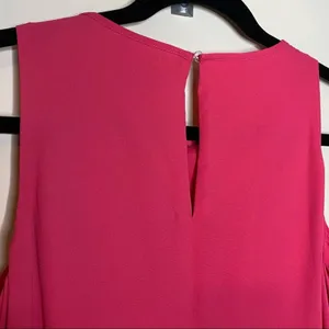 Chico's Ruffle Detail Dress Pink Passion Hi Lo Solid Keyhole NWT Size Small thumbnail 6