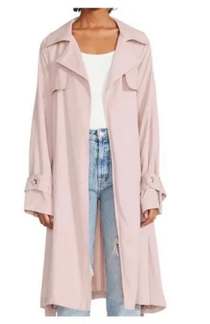 BB Dakota/Steve Madden Jacket Sz M Light Pink Trench Coat Collared Pockets thumbnail 1