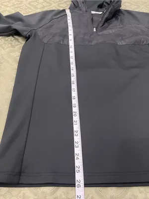 Peter Millar Black Hooded Pullover with Subtle Lining Pattern thumbnail 6
