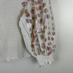 Queen of Sparkles White Smocked Rainbow‎ Sequin Top & Skirt Coord Set Medium thumbnail 2