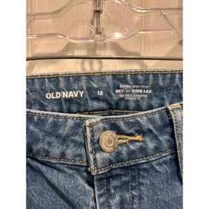 Old Navy Sky-Hi Wide Leg‎ Jeans Braided Side Seam Medium Wash Denim Womens 12 thumbnail 4