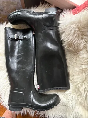Hunter Black Tall Rain Boots with Adjustable Buckle thumbnail 7