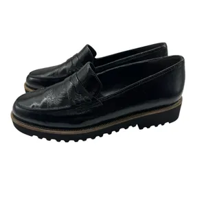 NWOB Paul Green Black Crinkle Patent Leather Penny Loafer Shoes Slip On Womens 6 thumbnail 2