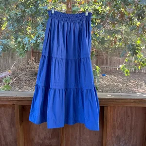 Quince 100% Organic Cotton Poplin Tiered Maxi Skirt True Blue Size M thumbnail 5