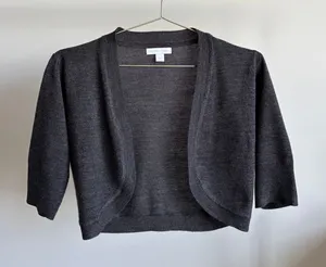 Y2K New York & Company Cropped Shrug Sweater Cozy Cardigan S Coquette Babydoll thumbnail 1