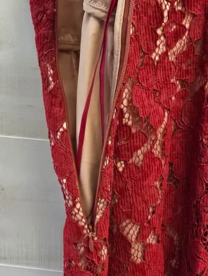 {6} Free People Dangerous Love Lace Mini Dress Red Nude Spaghetti Strap thumbnail 9