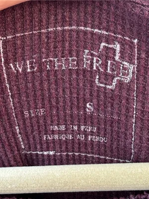 Free People We The Free Purple Waffle Knit Thermal Top Size S Long Sleeve thumbnail 4