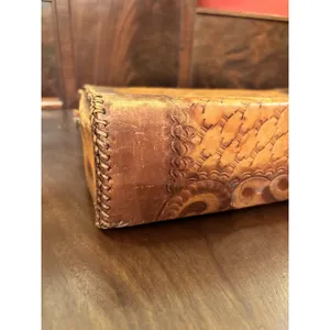 Vintage Clifton's Hand Tooled Leather Handbag Purse Brown Western Satchel Bag thumbnail 11
