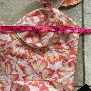 LULUS Darling Celebration Coral Pink Floral Ruffled Trumpet Midi Dress thumbnail 15