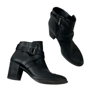 Ecco Womens Black Shape 55 Zip up Leather Mid Cut Boots Size 39 thumbnail 1