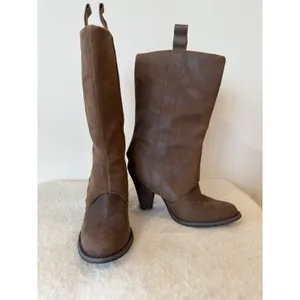 Western Mid-Calf Pull On Brown Leather Boots US 8 Boho Cowgirl Festival thumbnail 4