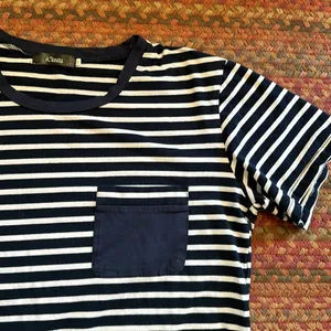Navy Blue & White Stretch Pocket Tee thumbnail 3