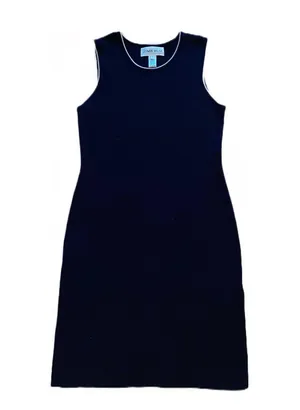 Vintage y2k Black Midi Dress with Natural White Trim 🔥 thumbnail 1