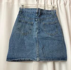 Blue Denim Mini Skirt High Waisted Y2K Skirt Size Small thumbnail 2