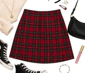 Brandy Melville Red Tartan Plaid Mini Skirt XXS 00 0 Y2K Preppy Coquette Rare thumbnail 1