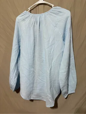 Quince Women's Light Blue Gauze Button Down Blouse thumbnail 3