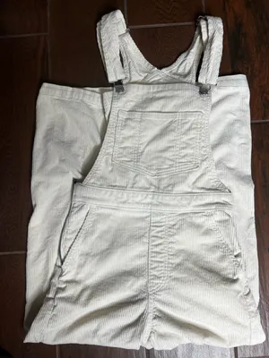 Levi’s Premium Cream Corduroy Wide Leg Overalls Women’s Size 27 thumbnail 1
