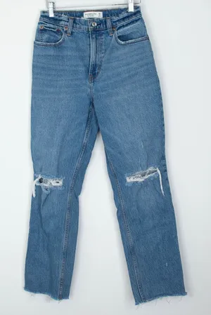Abercrombie Fitch‎ Womens Curve Love 90s Straight Ultra High Rise Jeans Size 26S thumbnail 1
