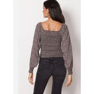 Faherty Women's Leaf Batik Cropped BEATRICE Smocked Top, Size XL thumbnail 2